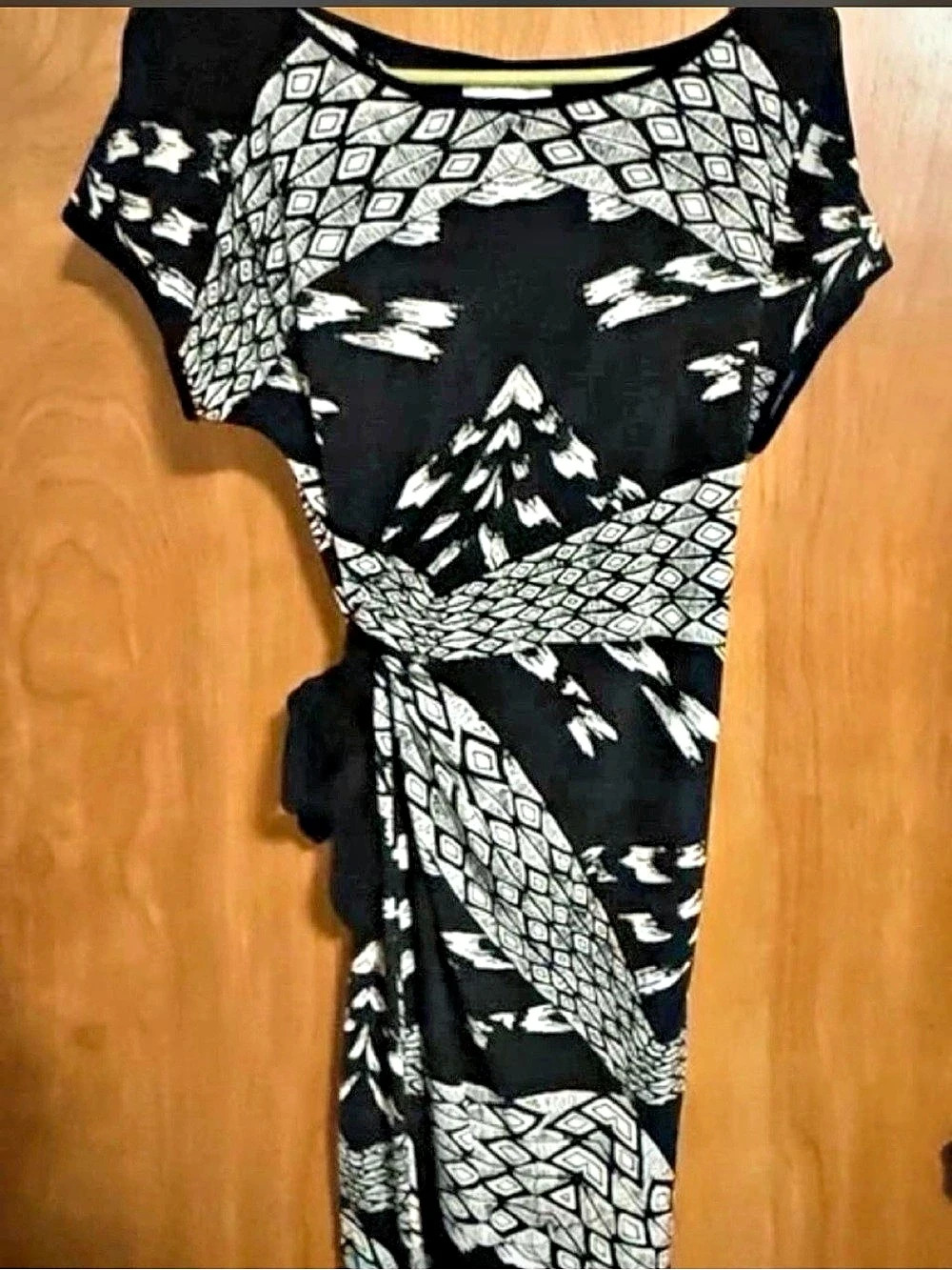 Calvin Klein Black & White Geometric Maxi Dress